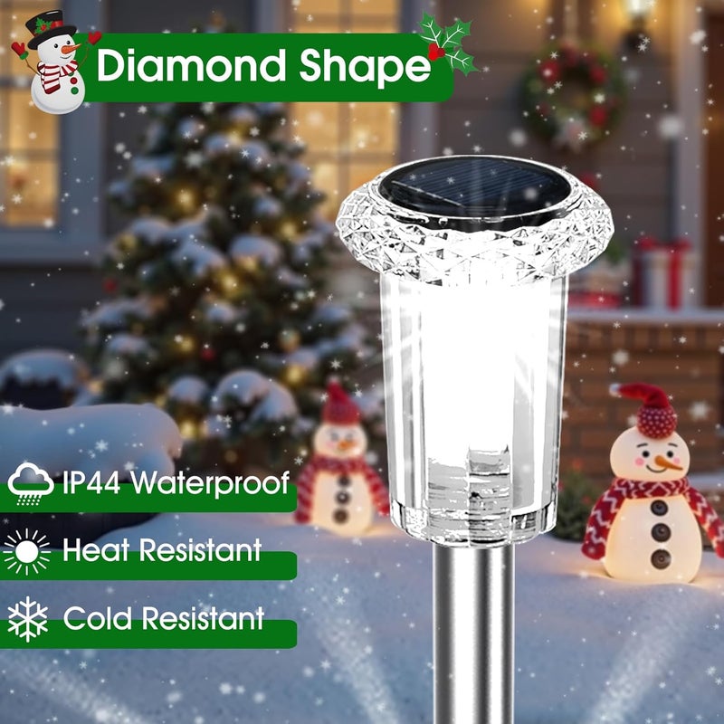 Eyrosa Solar Outdoor Lights, 10 Pack Waterproof Stainless Steel Solar Stake Lights for Pathway Garden Yard Path Walkway Driveway Lawn Patio Outside Decor, Cool White - Image 5